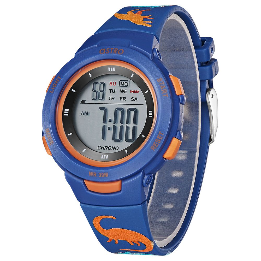 Astro - Digital Display And Polyurethane Strap Dinosaur Print Watch - Blue