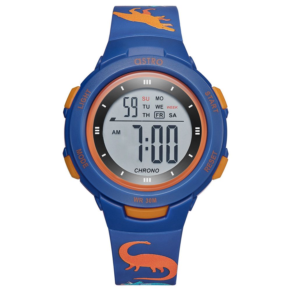 Astro - Digital Display And Polyurethane Strap Dinosaur Print Watch - Blue