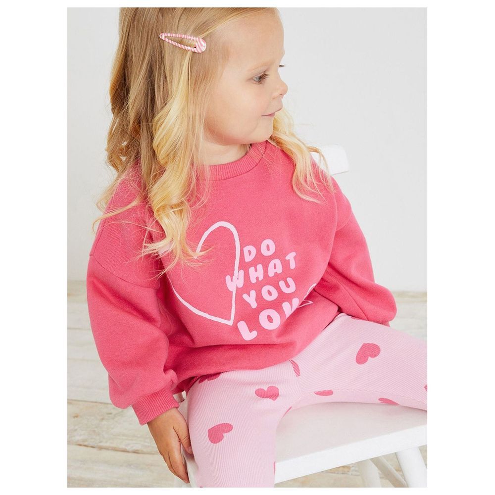 Sugar Rush - Printed Round Neck Full Sleeves Sweatshirt - Pink