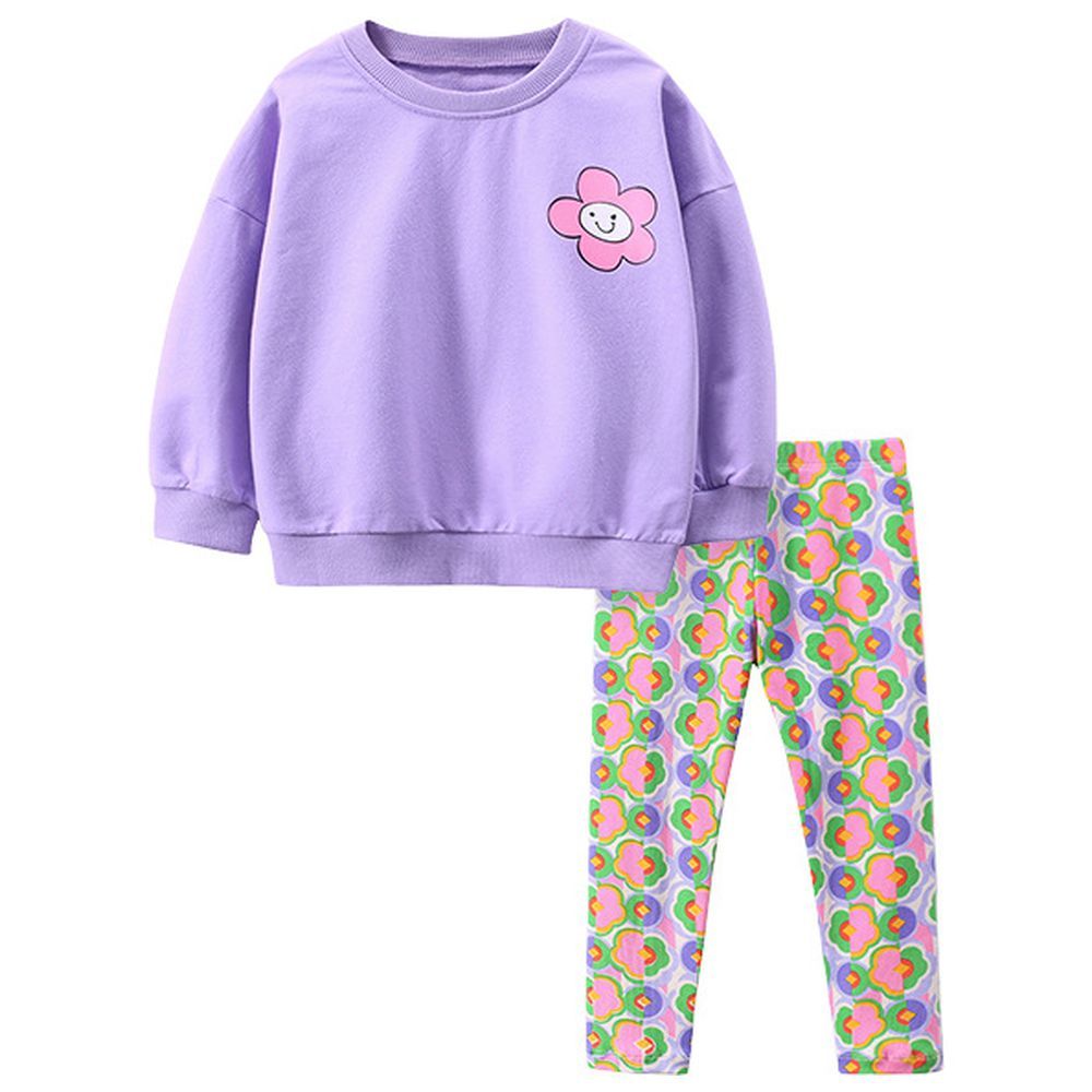 Sugar Rush - 2pc-Set - Round Neck Sweatshirt & Pants - Purple