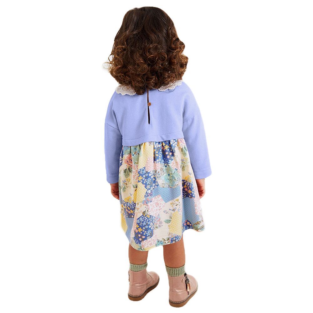 Sugar Rush - Girls Printed Round Neck Full Sleeves Dress - Blue