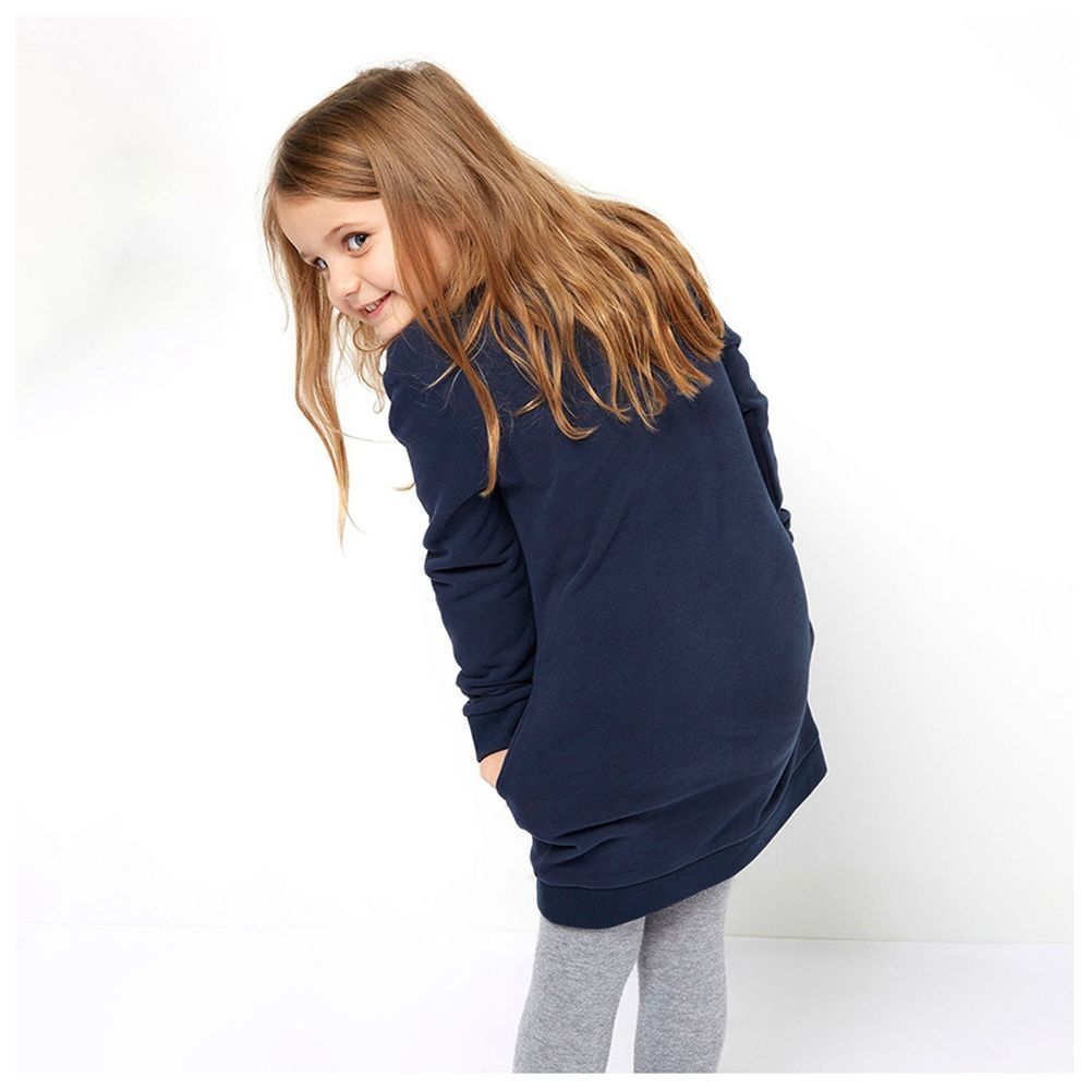 Sugar Rush - Girls Round Neck Full Sleeves Casual Dress - Navy