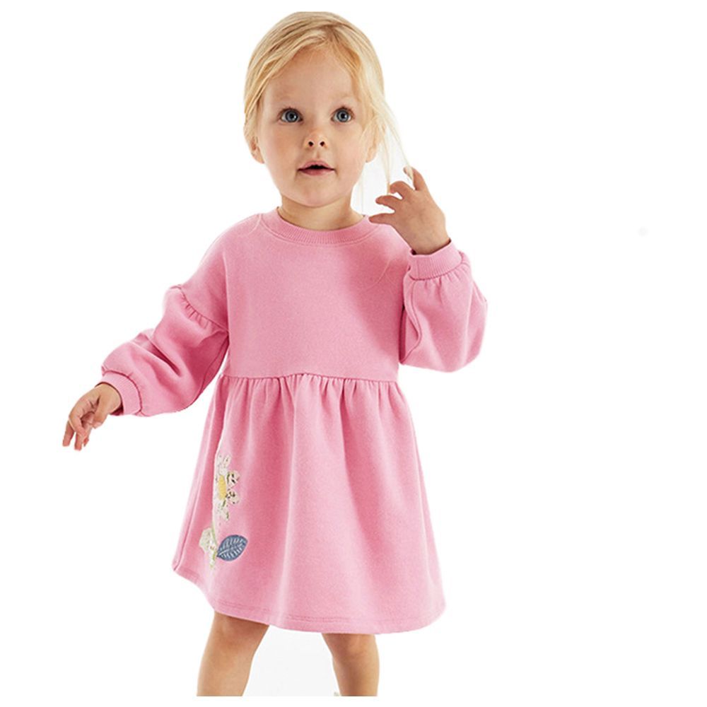 Sugar Rush - Embellished Full Sleeves Casual Dress - Pink