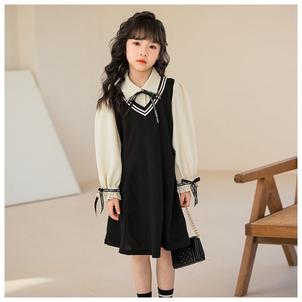 Sugar Rush - Solid Classic Full Sleeves Casual Dress - Black