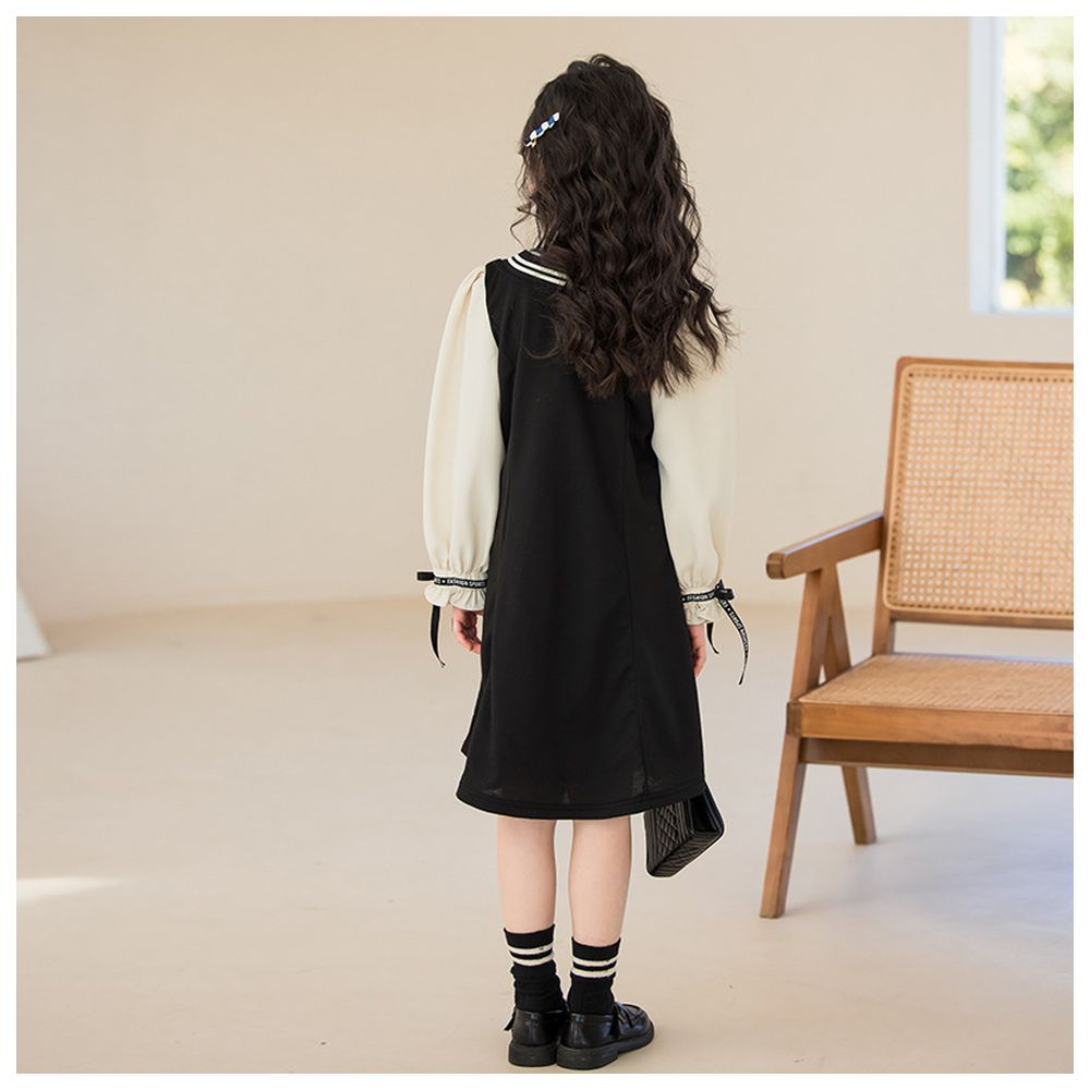 Sugar Rush - Solid Classic Full Sleeves Casual Dress - Black