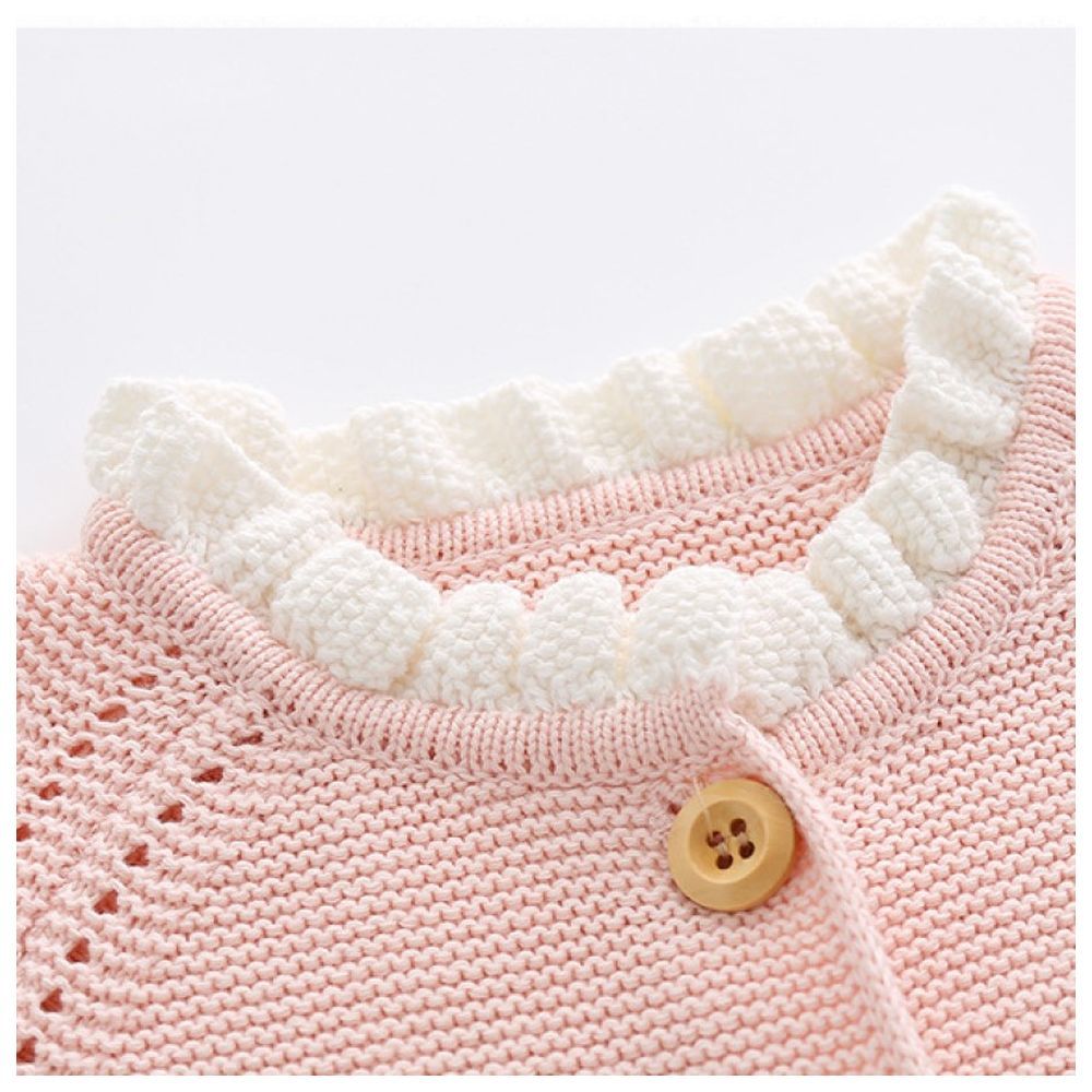 Sugar Rush - Appliqued Round Neck Full Sleeves Jacket - Pink