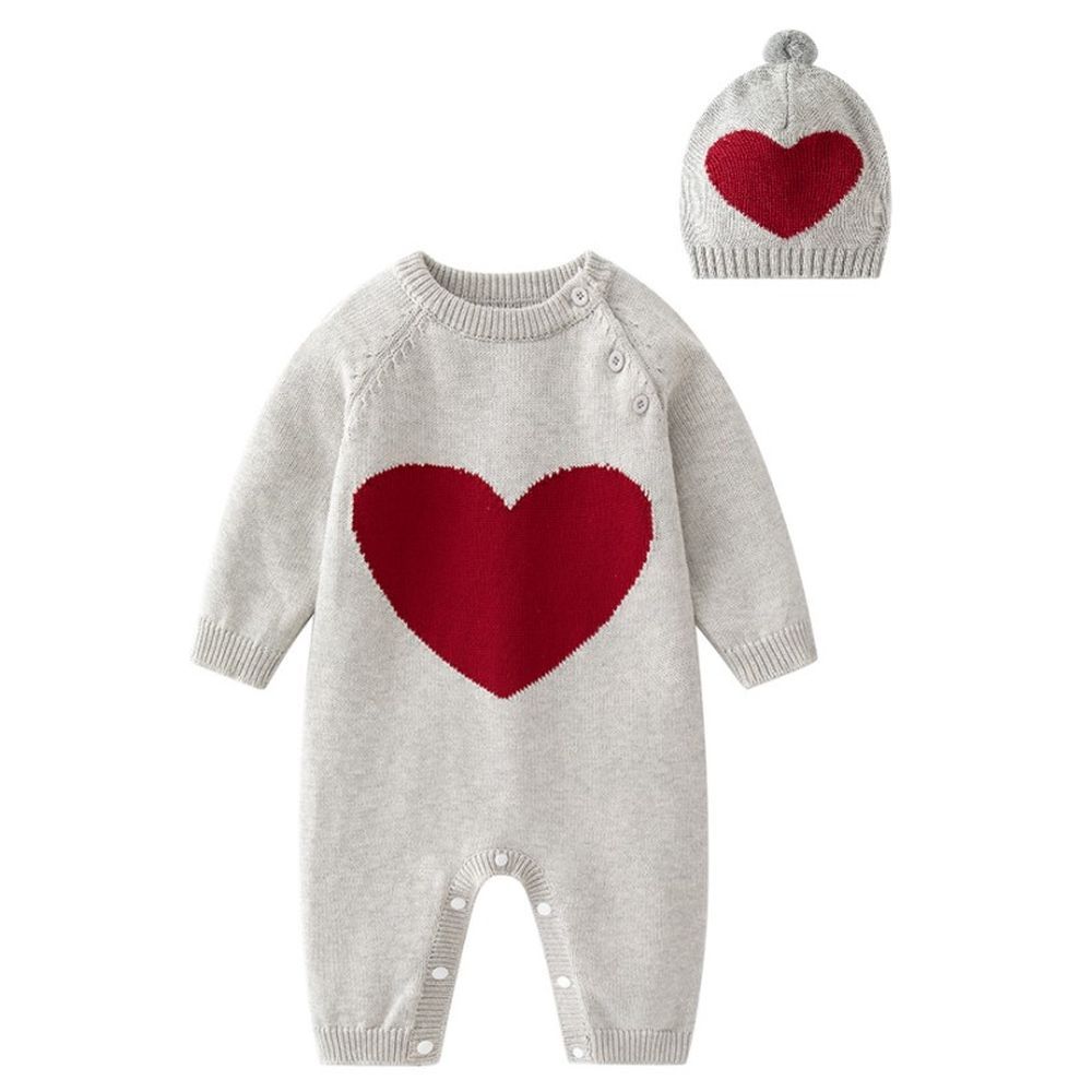 Sugar Rush - Baby's Round Neck Full Sleeves Jumpsuit - Grey