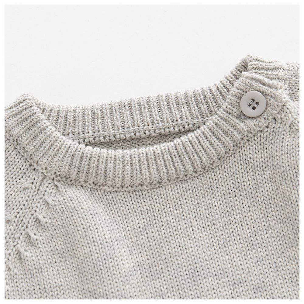 Sugar Rush - Baby's Round Neck Full Sleeves Jumpsuit - Grey