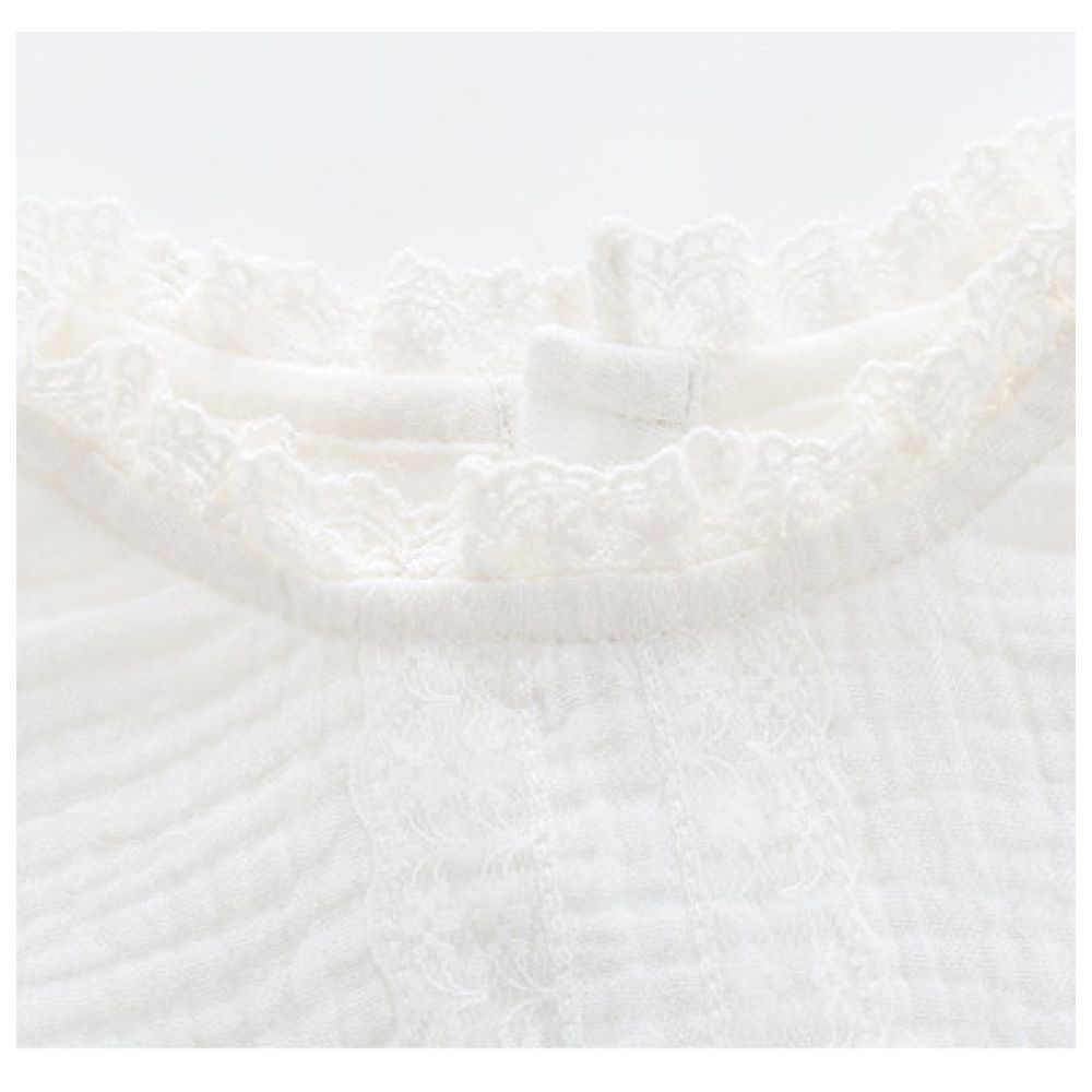 Sugar Rush - Laced Round Neck Full Sleeves Bodysuit - White