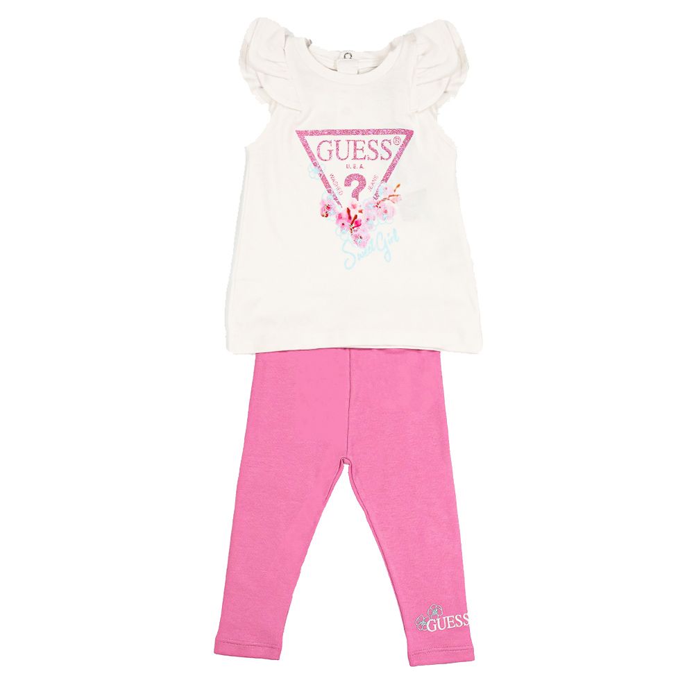 Guess - 2pc-Set - Sleeveless T-Shirt & Leggings - White/Pink