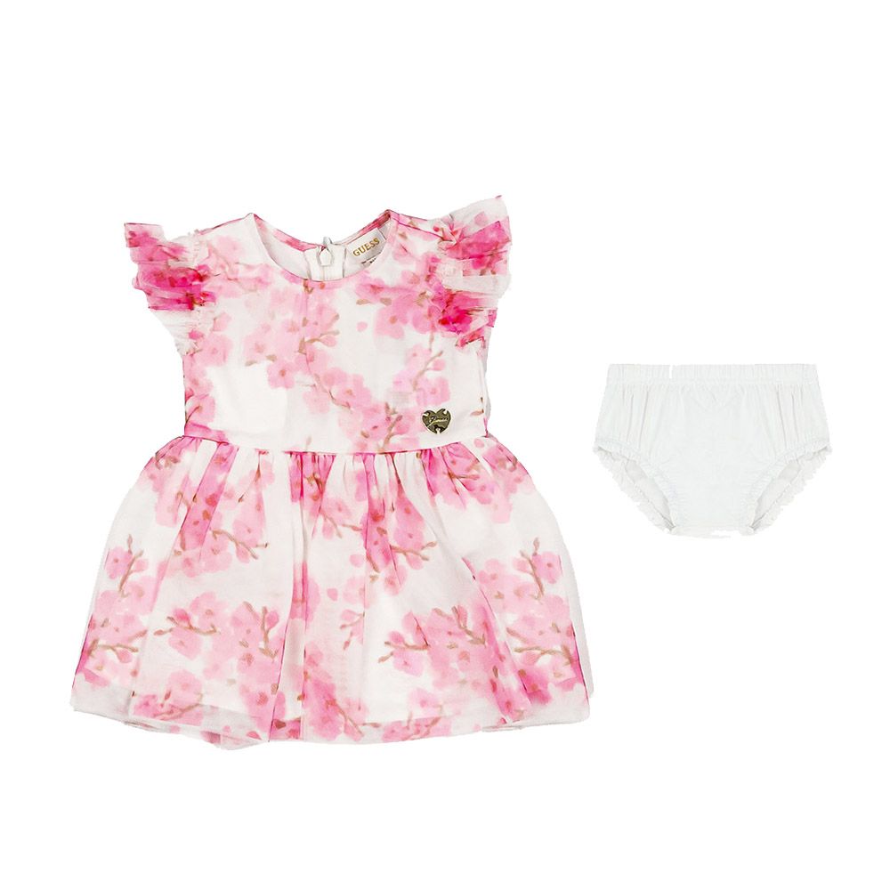 Guess - 2pc-Set - Floral Mesh Dress & Panty - Pink/White