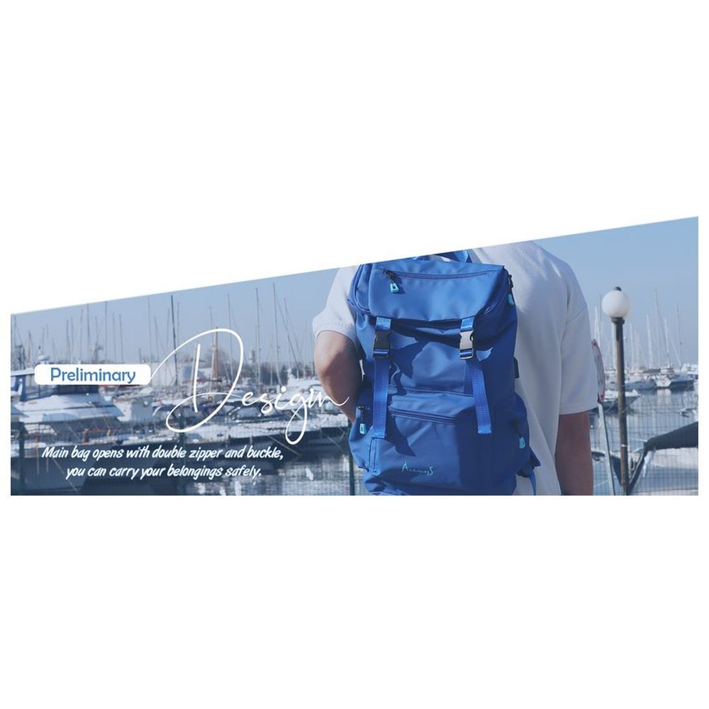 Anemoss - Laptop Backpack - 15-Inch - Navy Blue