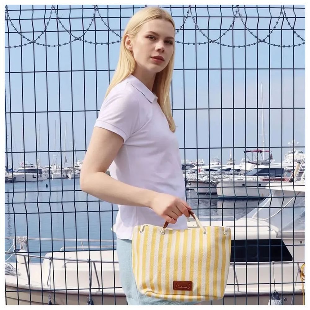 Anemoss - Striped Hand And Shoulder Bag - Yellow