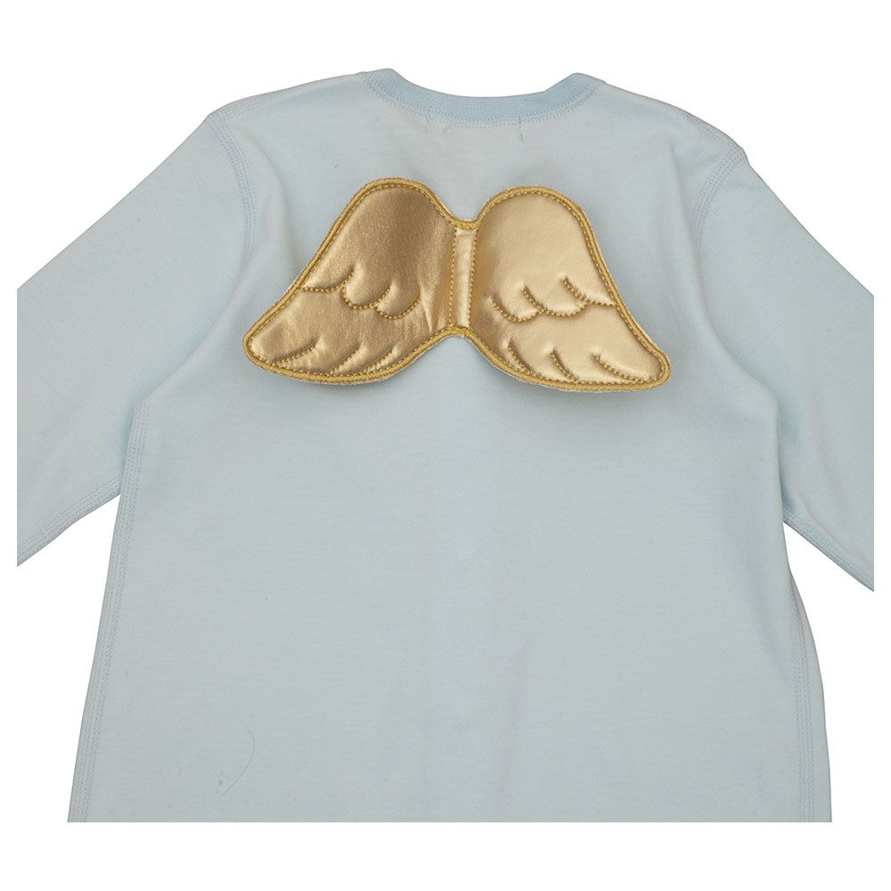 Sugar Sprinkle - Angel Wings Organic Cotton Sleepsuit - Baby Blue