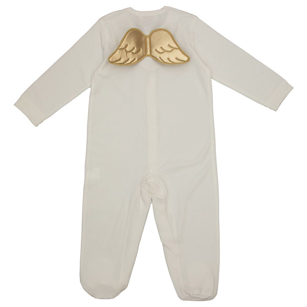 Sugar Sprinkle - Angel Wings Organic Cotton Sleepsuit - Ivory