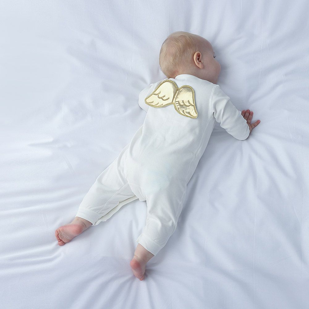 Sugar Sprinkle - Angel Wings Organic Cotton Sleepsuit - Ivory