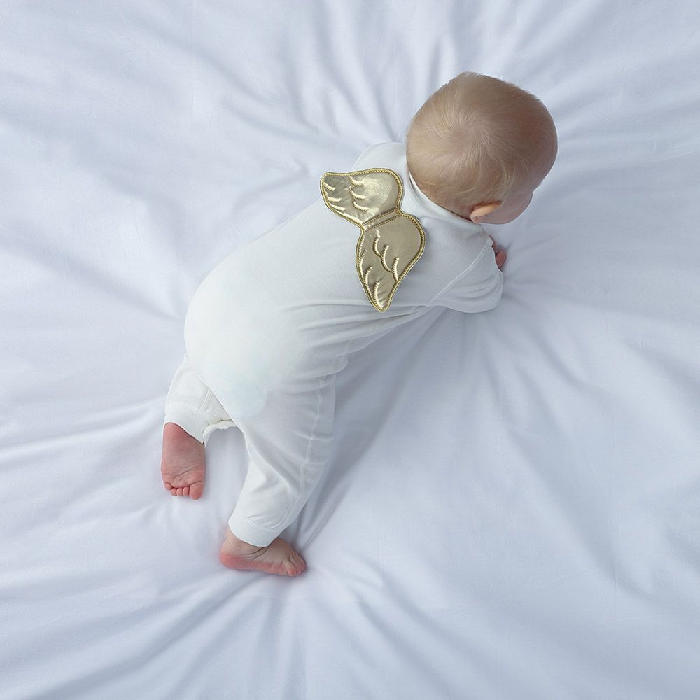 Sugar Sprinkle - Angel Wings Organic Cotton Sleepsuit - Ivory