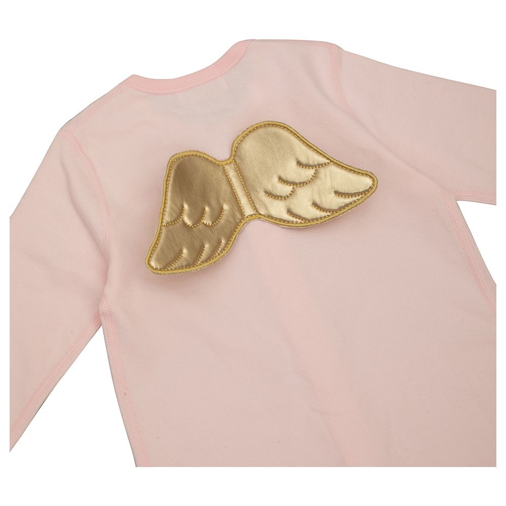 Sugar Sprinkle - Angel Wings Organic Cotton Sleepsuit - Baby Pink