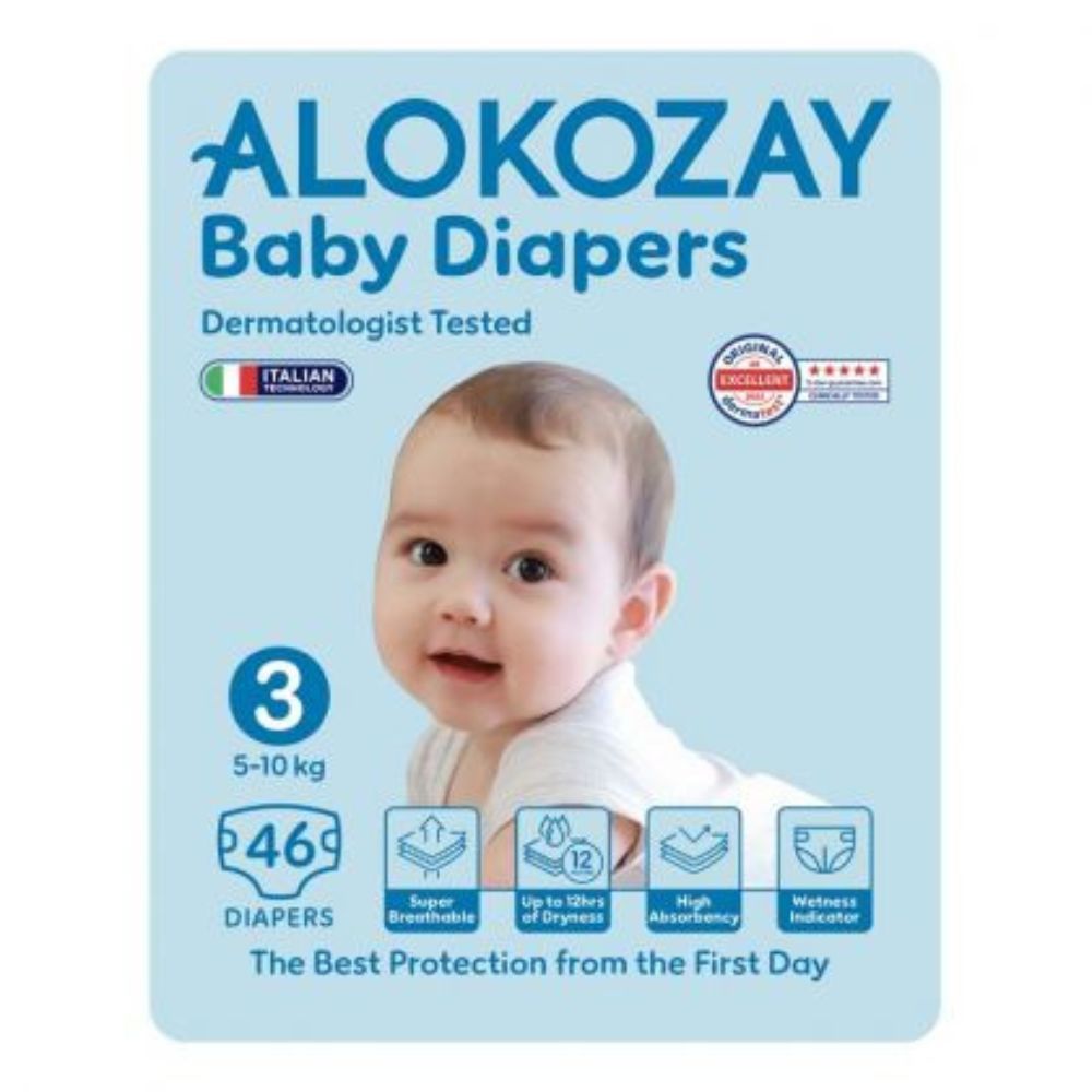 Alokozay - Premium Baby Diapers 5-10kg Size 3 - 46pcs