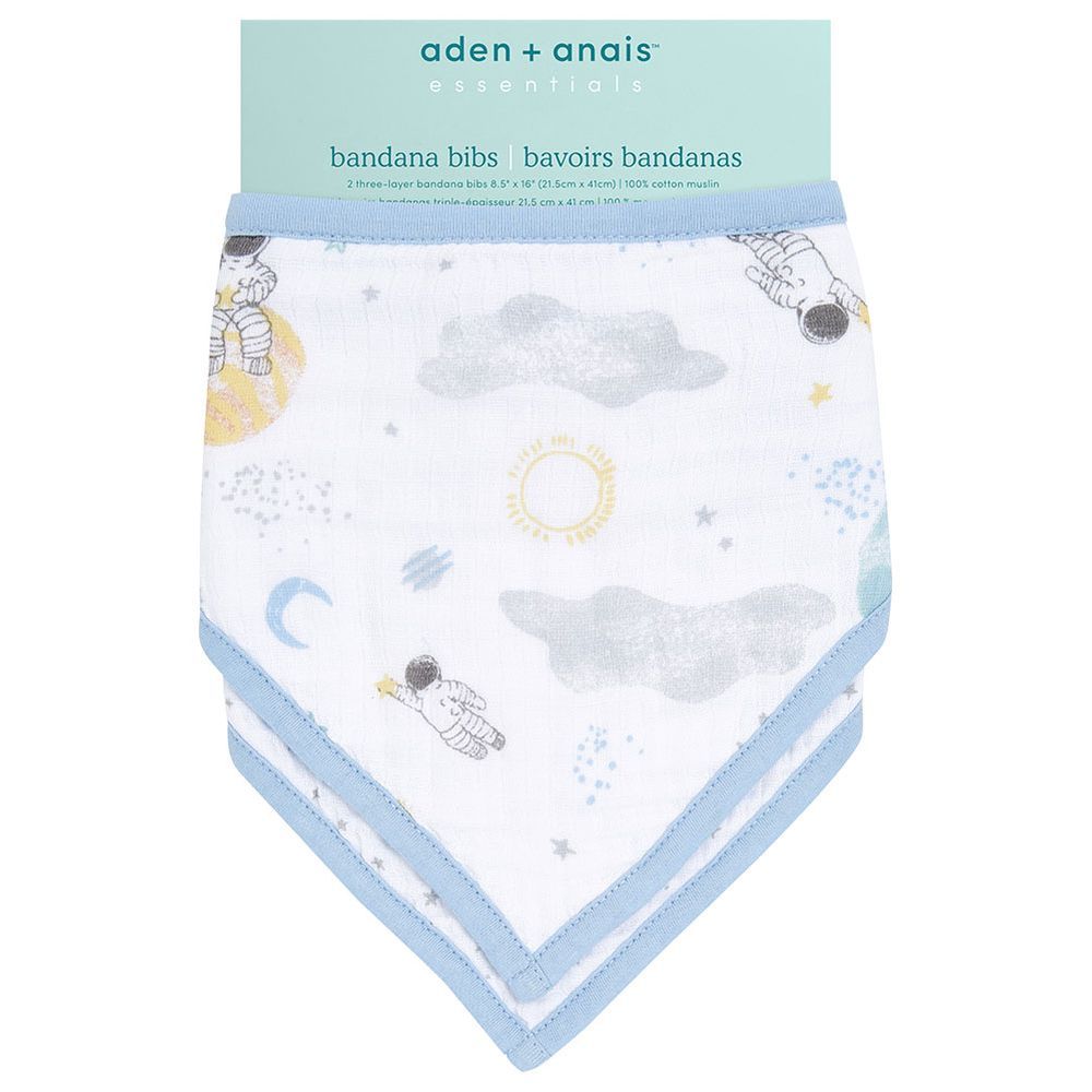 Aden + Anais - Cotton Baby Bandana Bib Pack of 2 - Space Explorers 