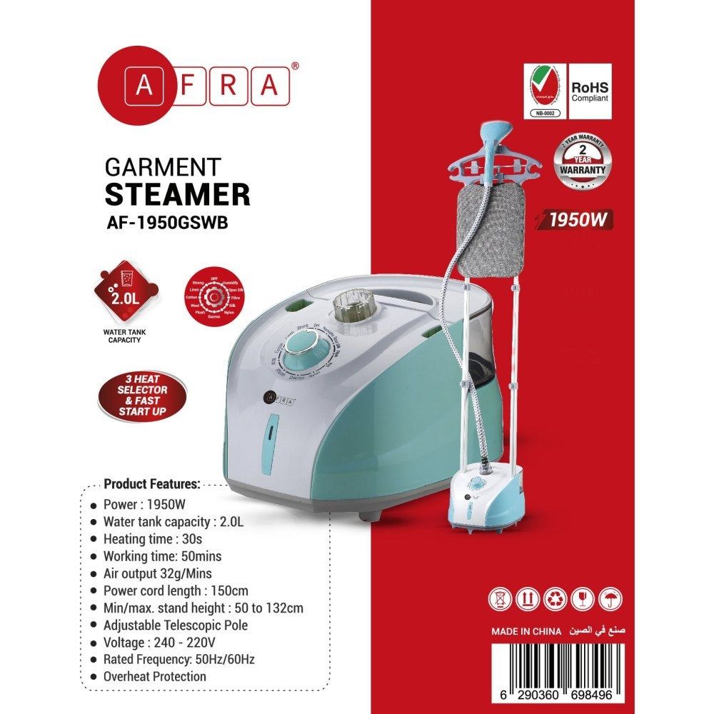 Afra - Garment Steamer With Iron Board - 2 L