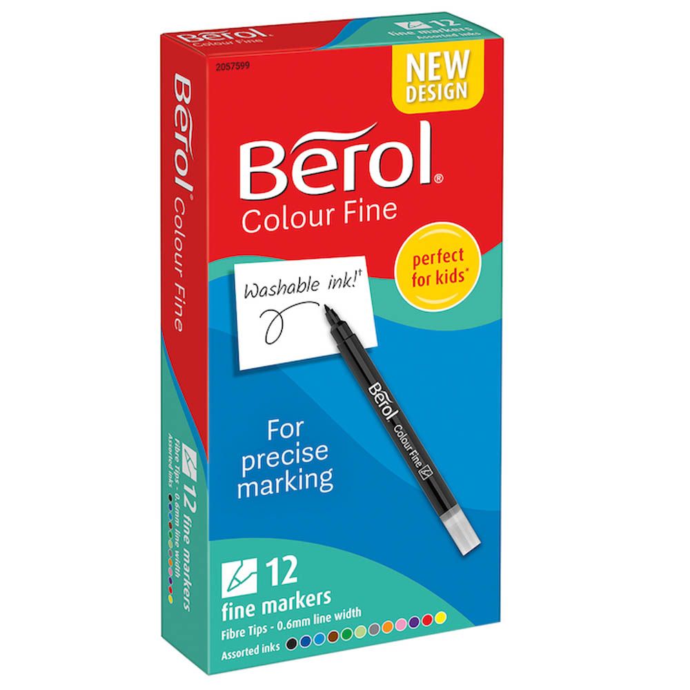 TTS - Berol Colour Fine Tip Marker Pen - 12pcs