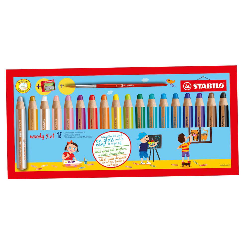 TTS - Stabilo Woody 3-in-1 Jumbo Colouring Pencils - 18pcs