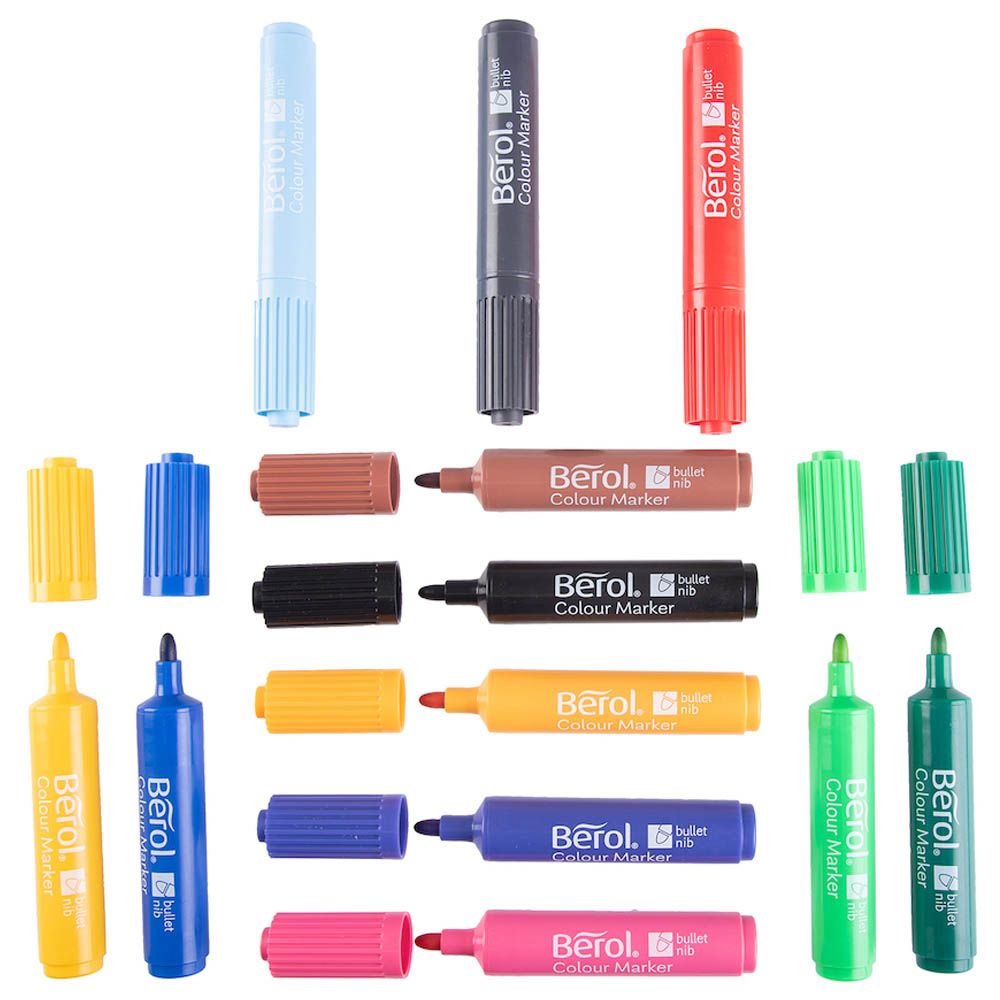 TTS - Berol Colour Marker Bullet Tipped Pens - 12pcs