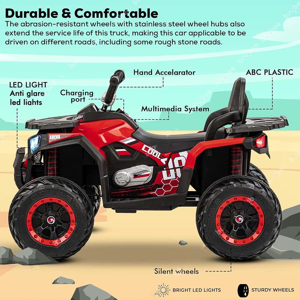 Amsham - ATV Quad Baby Love Ride On Bike - Red - 12V