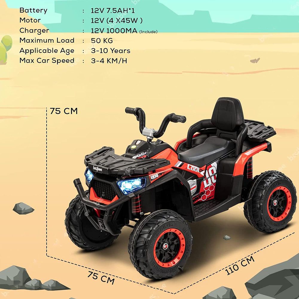 Amsham - ATV Quad Baby Love Ride On Bike - Red - 12V