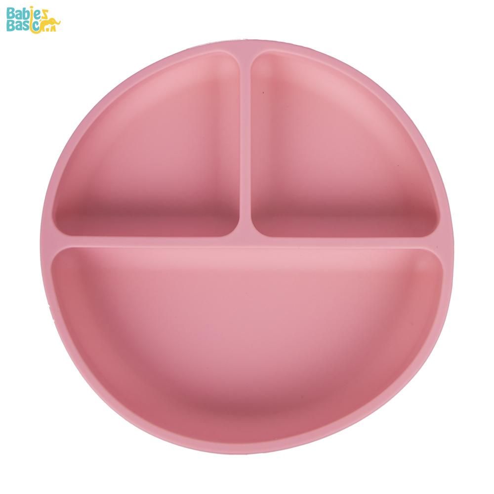 Babies Basic - Silicone Plate, Bowl, Cup,Spoon & Fork Set - 6pcs - Pink