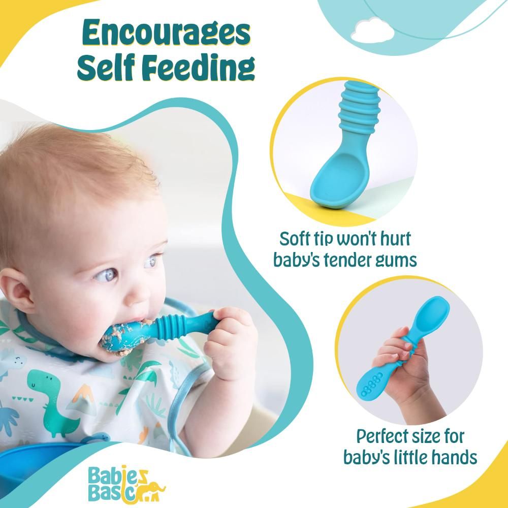 Babies Basic - First Stage Silicone Spoons - Blue