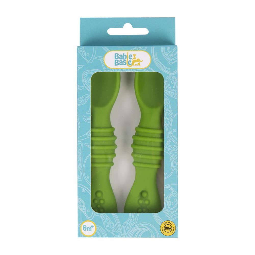 Babies Basic - First Stage Silicone Spoons - Light Green