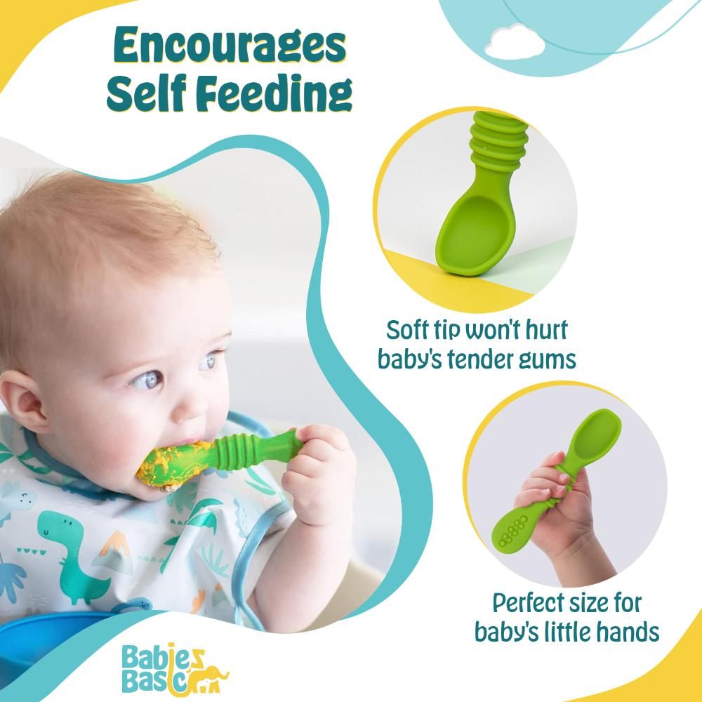 Babies Basic - First Stage Silicone Spoons - Light Green