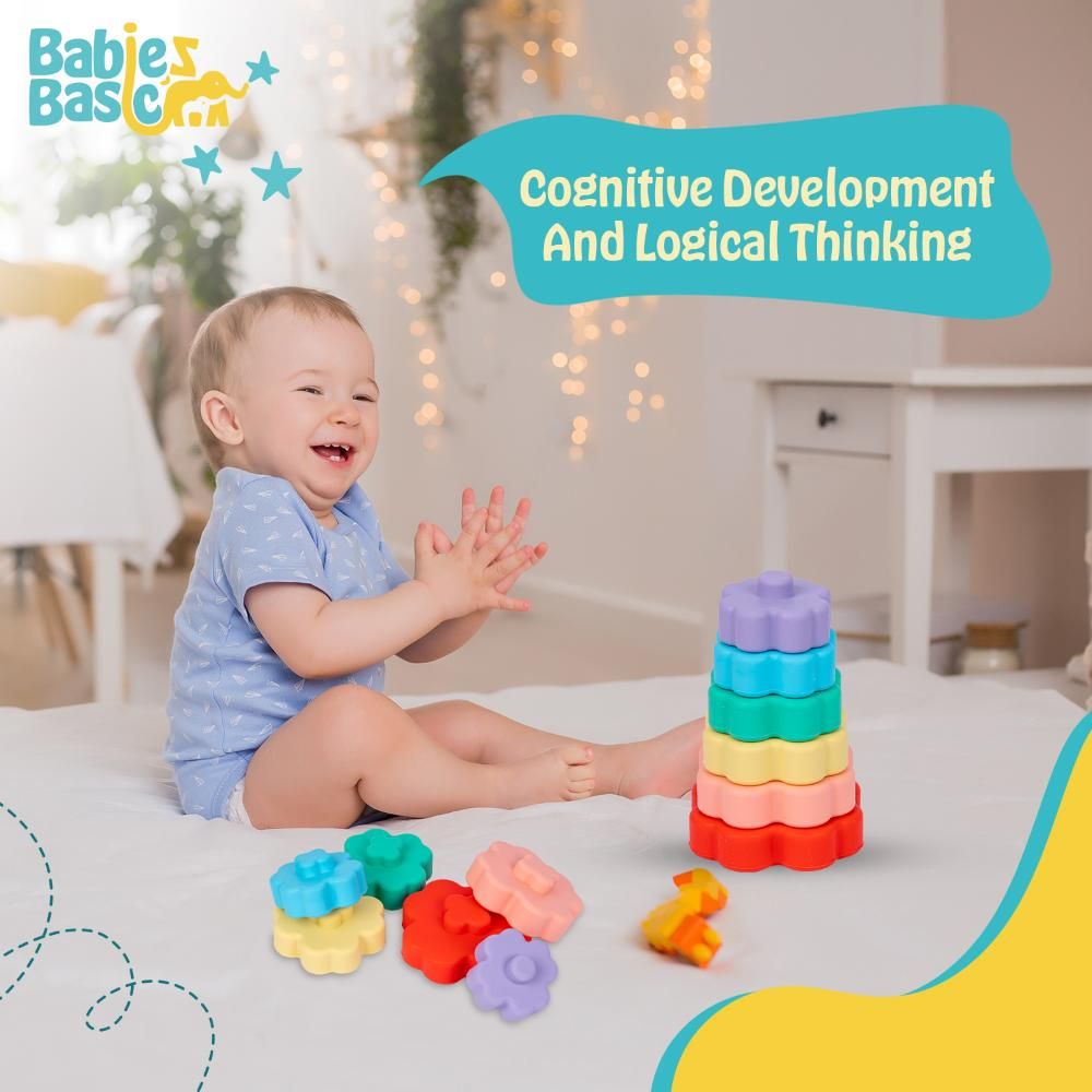 Babies Basic - Silicone Stacking Toy - Flower - Pastel