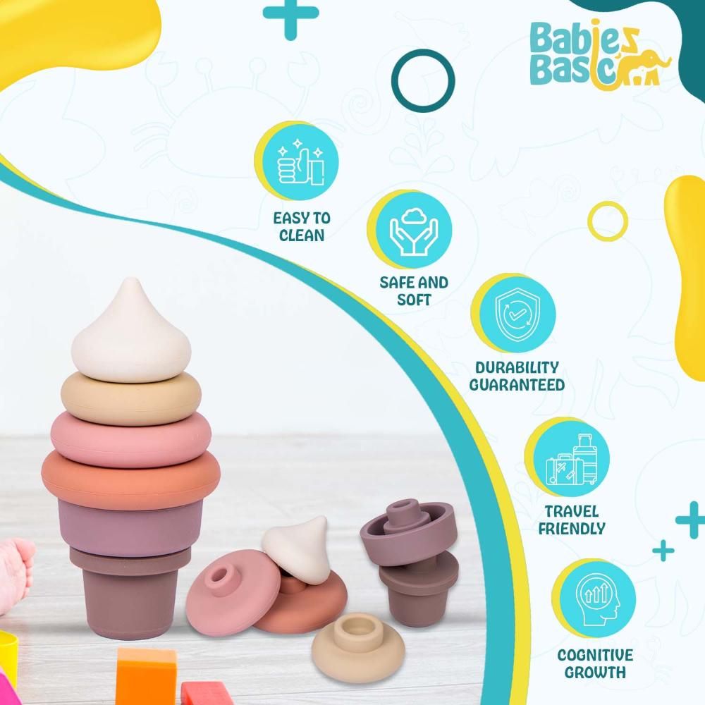 Babies Basic - Silicone Stacking Toy - Ice Cream