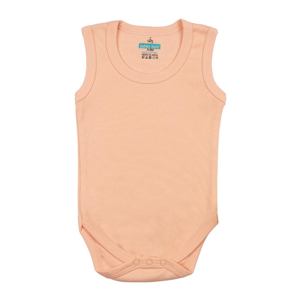 Babies Basic - 3pc-Set - Cotton Sleeveless Bodysuit - Blue/Brown