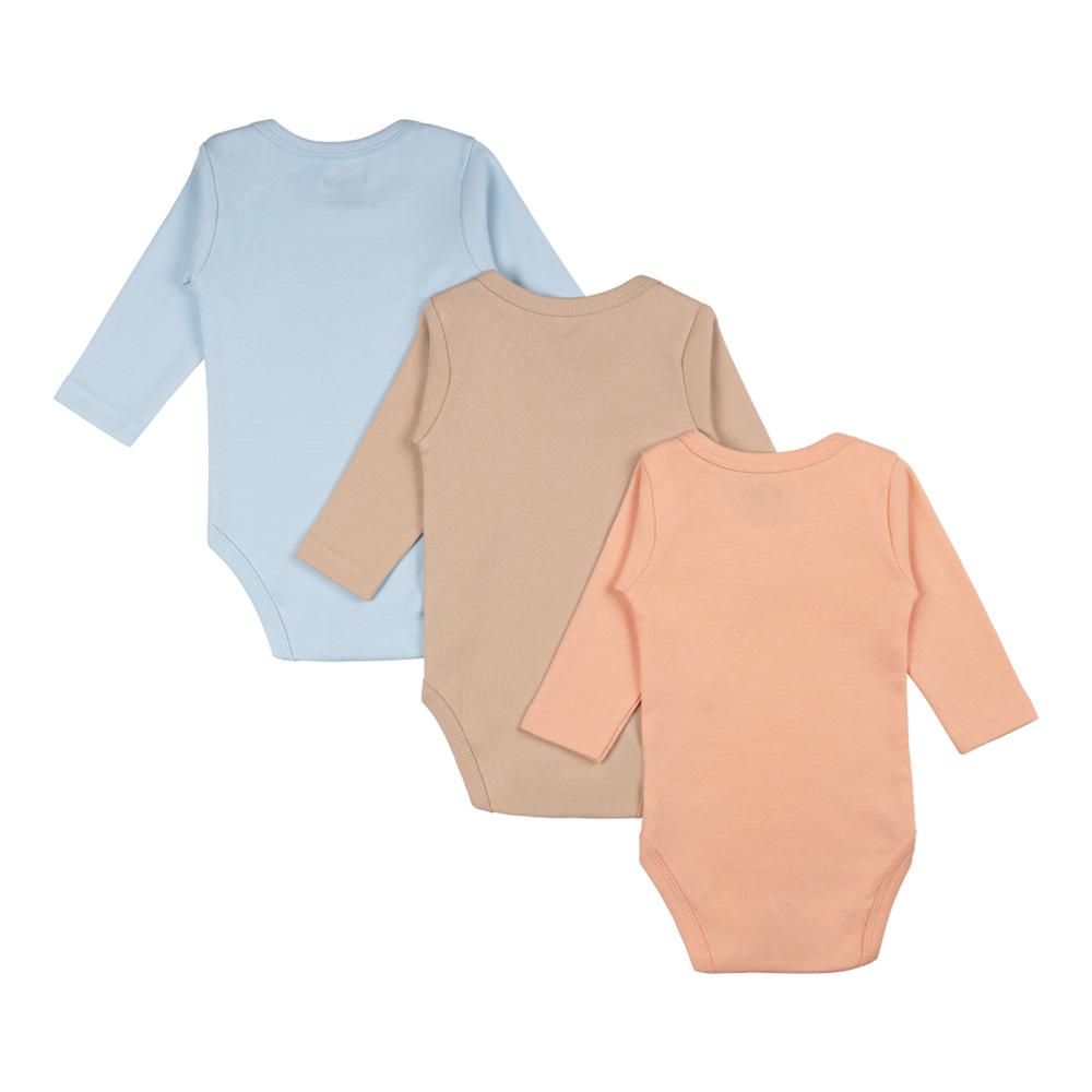 Babies Basic - 3pc-Set - Long Sleeves Bodysuit - Blue/Brown