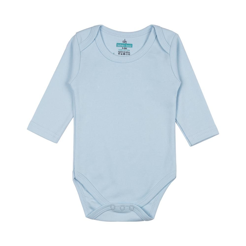 Babies Basic - 3pc-Set - Long Sleeves Bodysuit - Blue/Brown