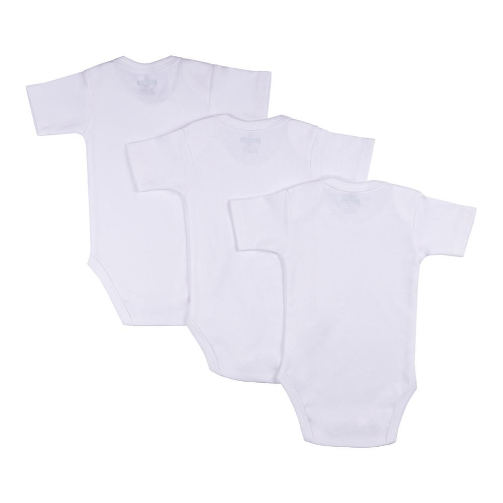 Babies Basic - 3pc-Set - Cotton Short Sleeves Bodysuit - White