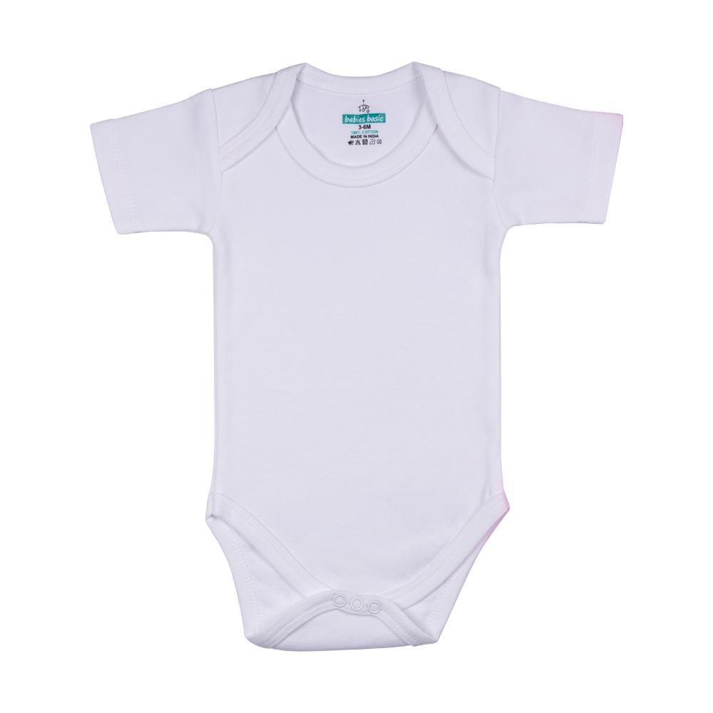 Babies Basic - 3pc-Set - Cotton Short Sleeves Bodysuit - White