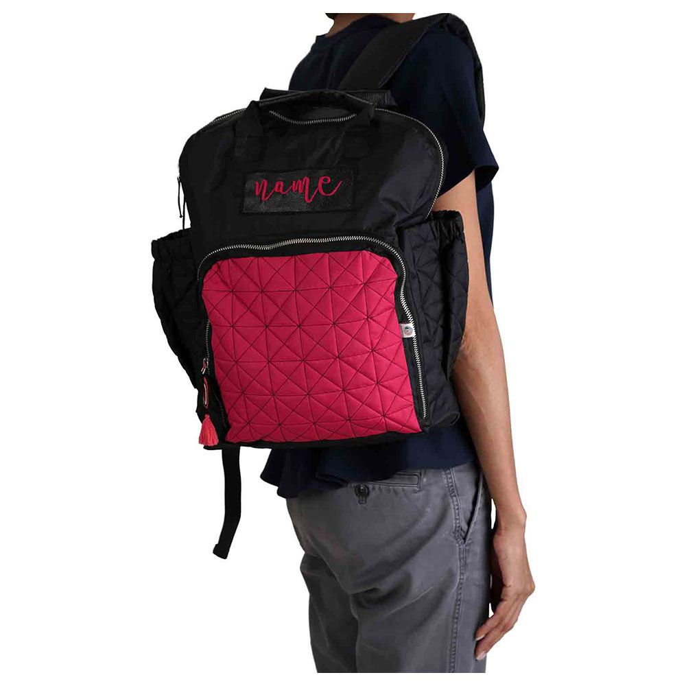 Mi Dulce An'ya - Customizeed Baby Diaper Backpack - Black/Fuschia