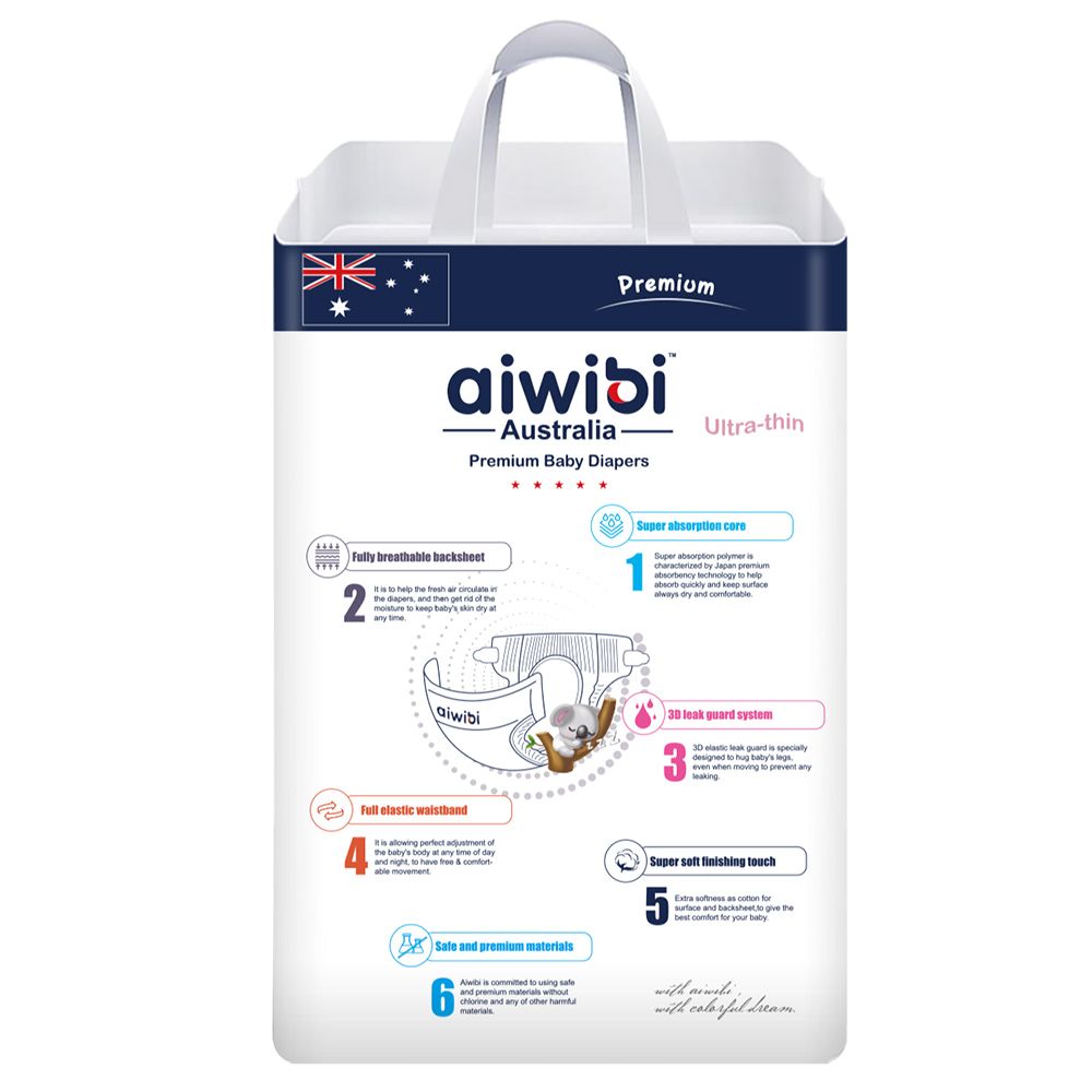 Aiwibi - Premium Ultra Thin Baby Diapers - Size 2 - 4-8 Kgs - 72 pcs