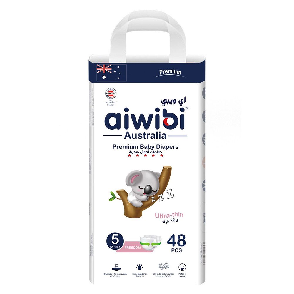 Aiwibi - Premium Ultra Thin Baby Diapers - Size 5 - 12-17 Kgs - 48 pcs