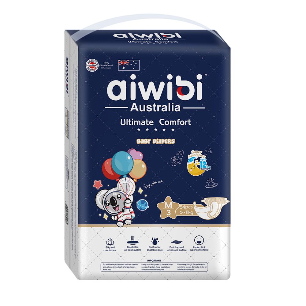 Aiwibi - Ultimate Comfort Baby Diapers - Size 3 - 6-11 Kgs - 54 pcs