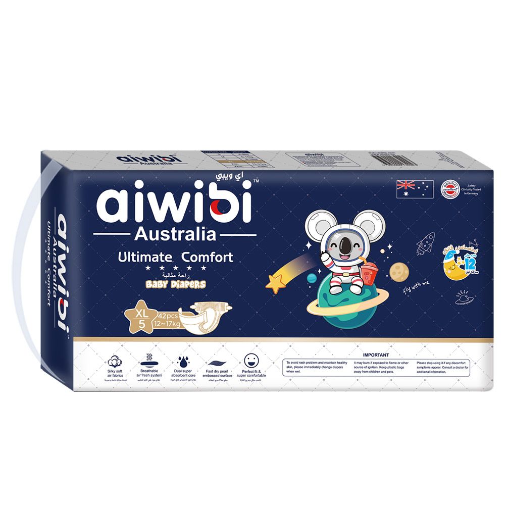 Aiwibi - Ultimate Comfort Baby Diapers - Size 5 - 12-17 Kgs - 42 pcs