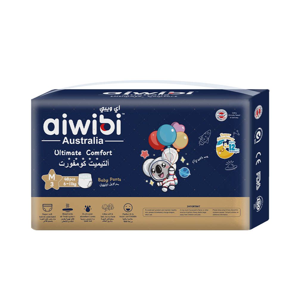 Aiwibi - Ultimate Comfort Baby Diaper Pants - Size 3 - 6-11 Kgs - 48 pcs