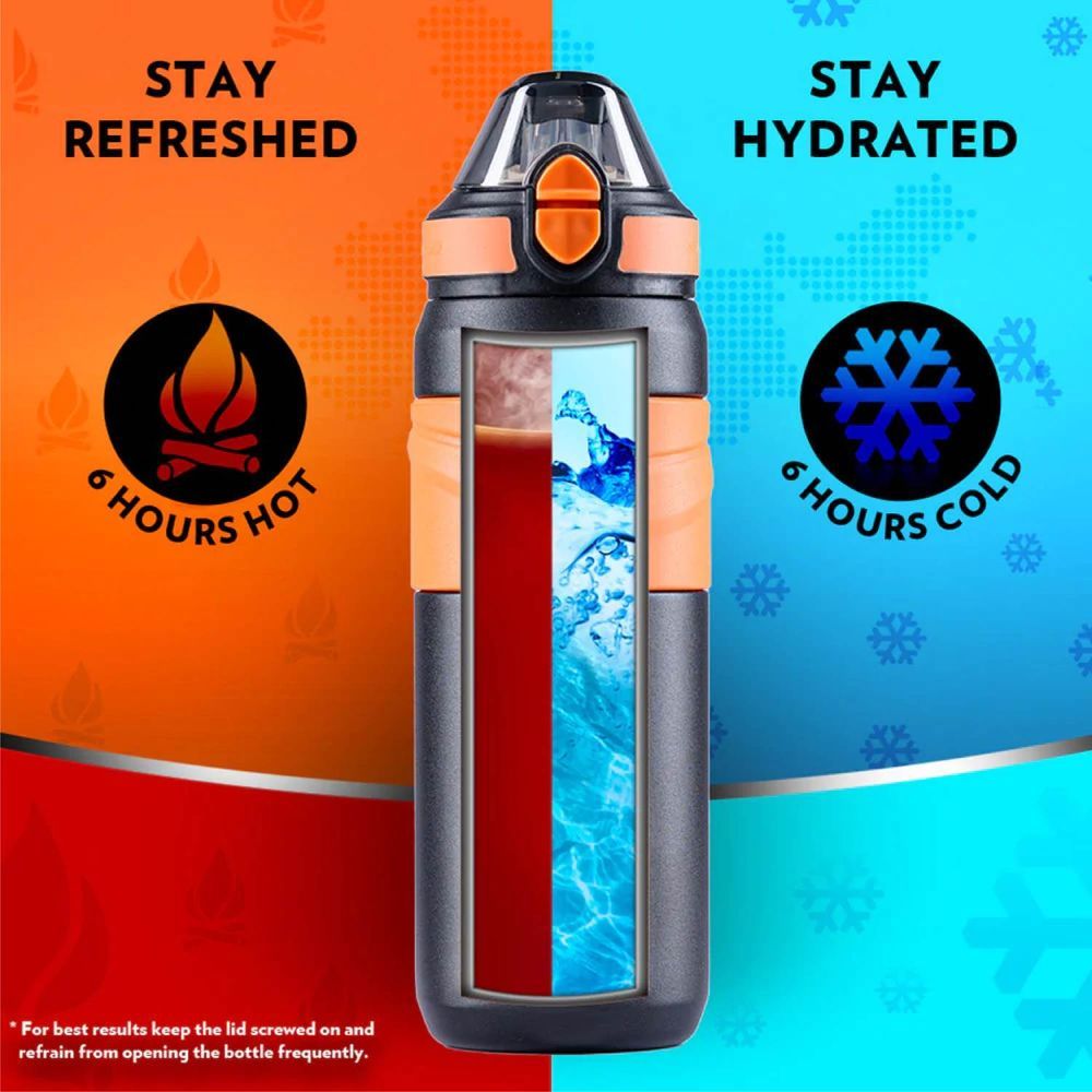 Borosil - Adventure Sipper Water Bottle - Black/Orange - 560 ml