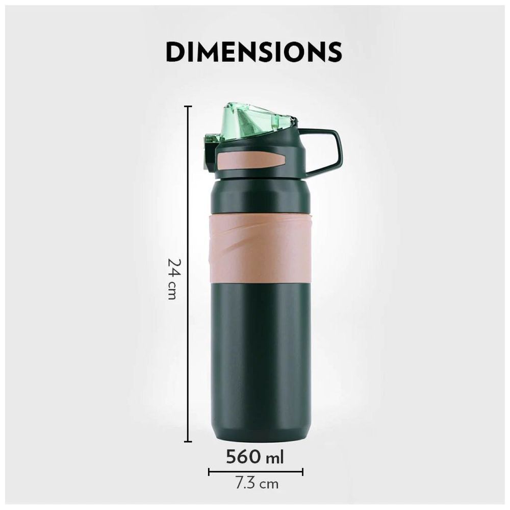 Borosil - Adventure Sipper Water Bottle - Green/Brown - 560 ml