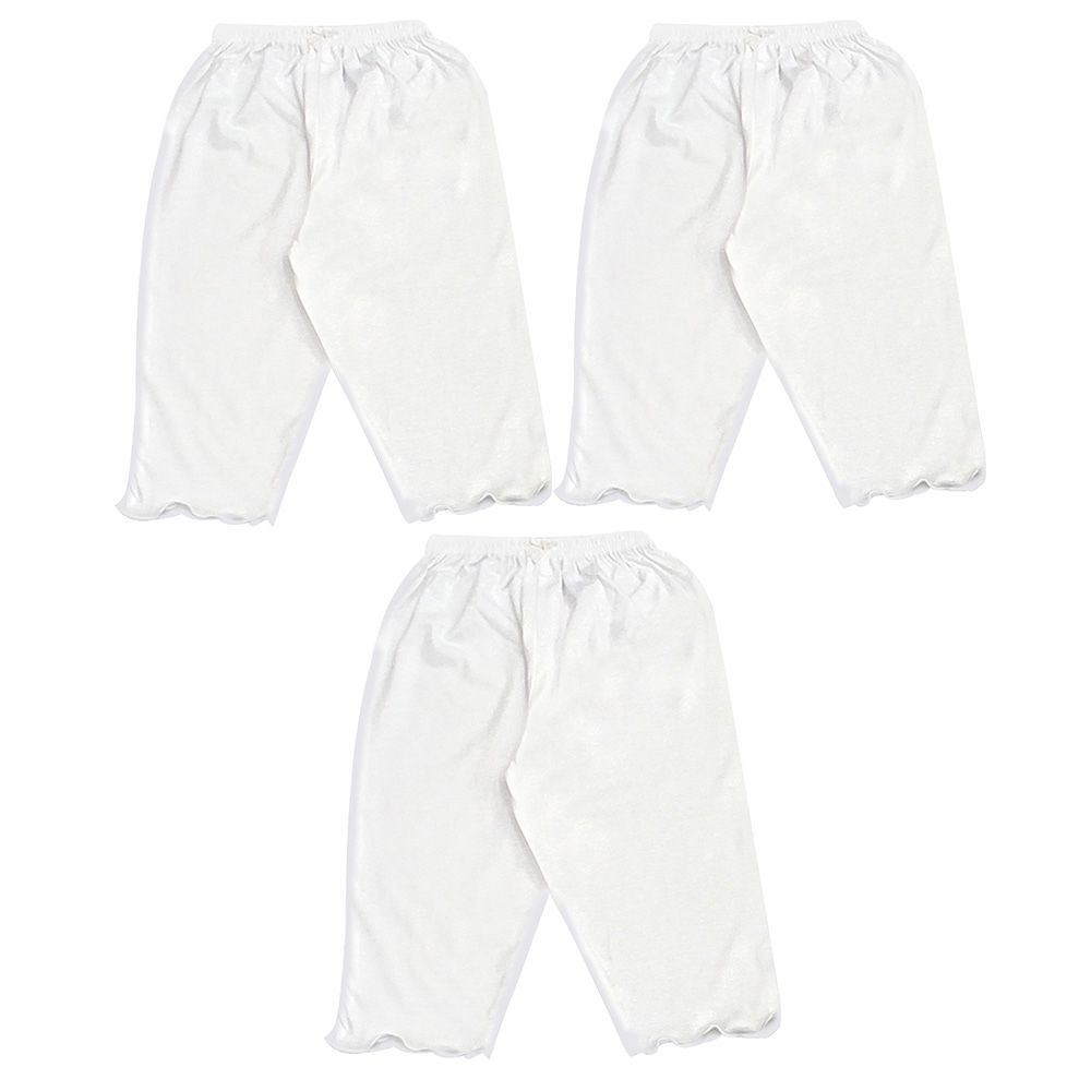 Smart Baby - 3pc-Set - Baby Girl Plain Pyjama - White